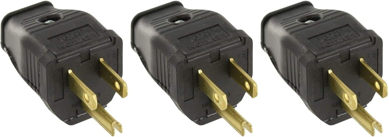 Leviton 3W101-E 2-Pole, 3 Wire Grounding Plug, Black - Spark Plug And Ignition Tools - 