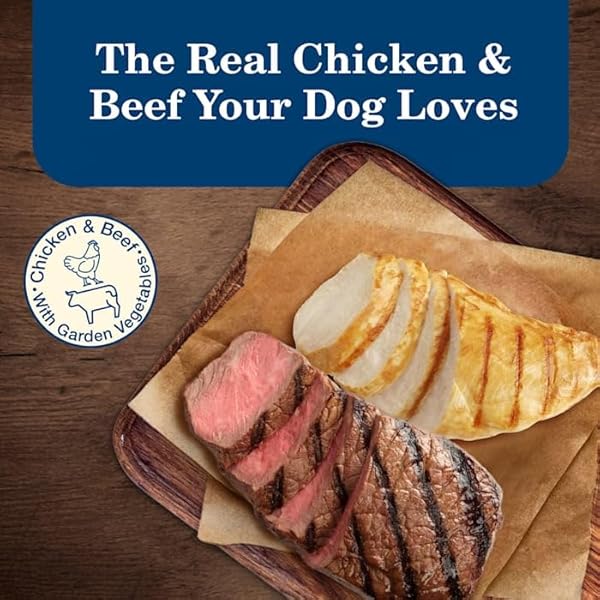 BLUE BUFFALO HOMESTYLE RECIPE BEEF DINNER AND CHICKEN DINNER SENIOR WET DOG FOOD VARIETY PACK 12.5 OZ. COUNT OF 6