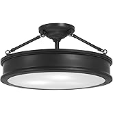 Minka Lavery 4177-66A Harbour Point Semi-Flush, 3-Light, 300 Total Watts, 19-in H x 9.63-in W, Coal Black
