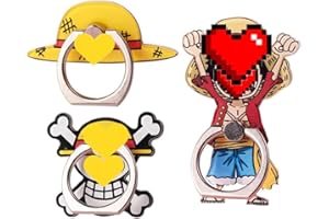 ZOEAST(TM) 3pcs Phone Ring Grip Straw Hat Pirate King Skull Flag Universal 360° Adjustable Holder Car Desk Hook Stand Stent K