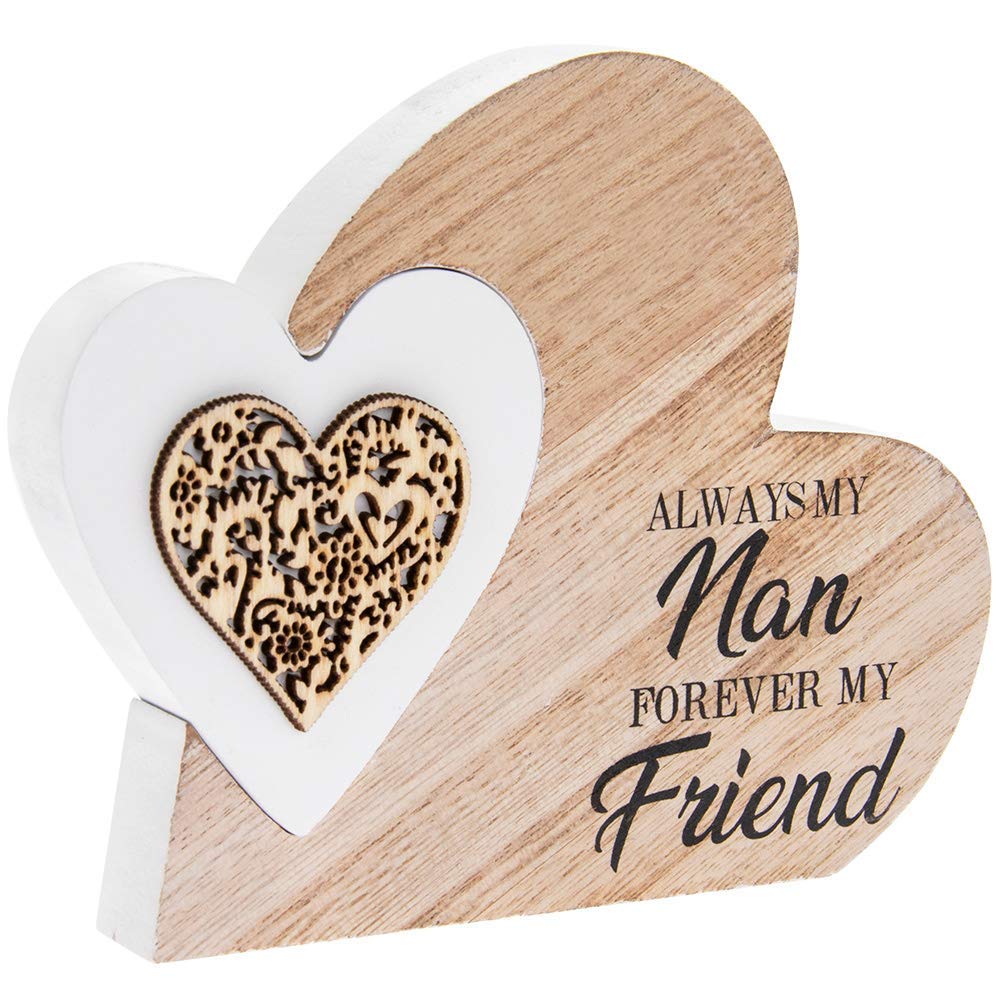 Plaque | Double Heart Always My Nan | 1 Piece - 15x2x12 cm