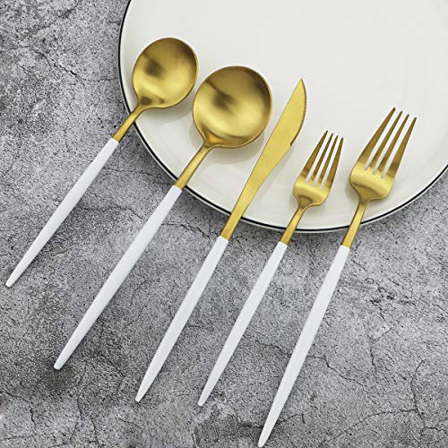 Gugrida Gold Flatware Cutlery Set, Gugrida 20pcs/set 304 Stainle 並行輸入品 Gugrida White Gold Flatware Set - 20 Piece 1810 Jamaica | Ubuy