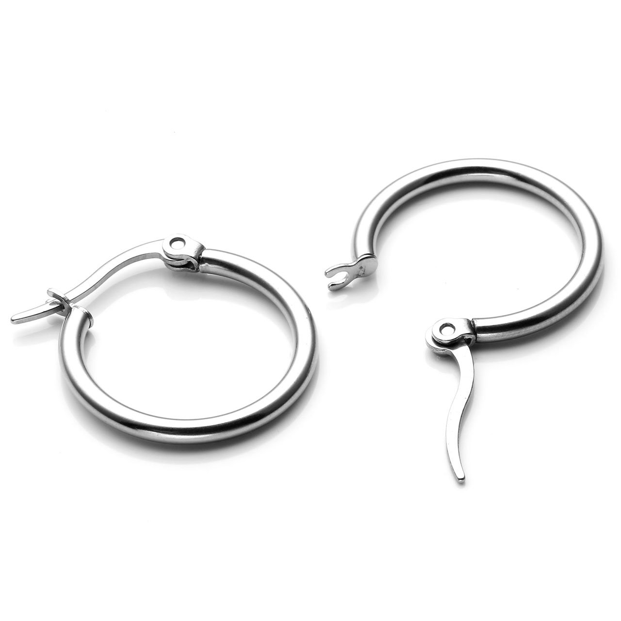 PiercingJ 8pcs Mixed Women\'s Stainless Steel Silver Golden Rose Gold Small Round Hoop Earrings