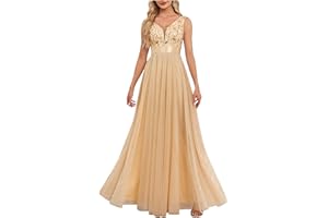 Women Tiered Layer Mesh Evening Dress Elegant Cocktail Maxi Dresses Sequins Glitter Sleeveless Formal Gowns