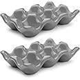 6 Flexzion Porcelain Egg Crate - 6-Egg Capacity Ceramic Egg Tray