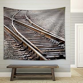 Mainline Railroad Track Switch - Fabric Wall Tapestry Home Decor - 51x60 inches