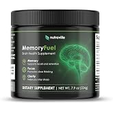Nutraville MemoryFuel Creatine Monohydrate Powder for Brain Energy &amp; Focus | 5,000mg Micronized Creatine with L-Theanine, Choline &amp; Magnesium, Cognitive Support for Adults, No Crash, 1 Scoop Daily