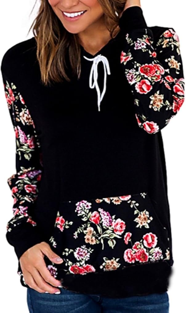 floral embroidered long sleeve casual hoodie