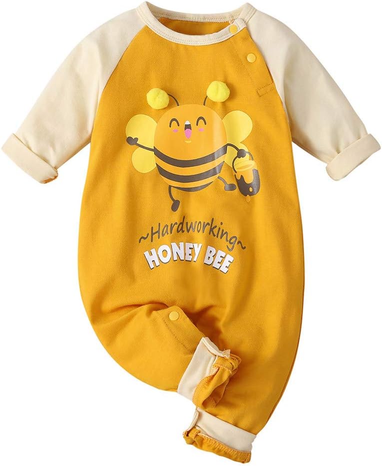 Baby Boys Girls Unisex Rompers, Weant Newborn Infant Baby Clothes Set Fashion Long Sleeve Cartoon Print Rompers Jumpsuits for Kids Toddlers Onesie All in One Pullover Blouse Tops Pajamas Outfits Gifts