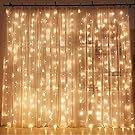 Twinkle Star 300 LED Window Curtain String Light for Wedding Party Home Garden Bedroom Outdoor Indoor Wall Decorations (Warm White)