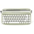 YUNZII Upgraded Wireless Typewriter Keyboard, Retro Aesthetic with Integrated Stand,Cute Round Keycaps, USB-C/Bluetooth Connection for Table, Phone, PC and Win/Mac/Android (B307, Sweet Mint)