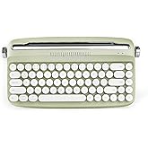 YUNZII Upgraded Wireless Keyboard, Retro Keyboard Typewriter Style with Integrated Stand, USB-C/Bluetooth Keyboard with Cute 