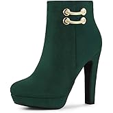 Allegra K Women's Round Toe Chunky High Heel Platform Ankle Boots