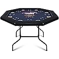 RayChee Poker Table Foldable, 8 Player Octagonal Folding Portable Texas Holdem Table with Water-Resistant Cushioned Rail, 8 S