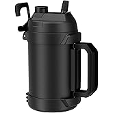 Zukro 1 Gallon Water Jug, One Gallon Large Triple Wall Insulated Metal Jug With Straw and Spout, No Sweat 128 oz Stainless Steel Sport Water Bottle Keeps Cold 48 Hours for Outdoors, Black