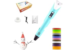 3D Printing Pen with 12 Color PLA Filaments(Total 36 Meters),3D Drawing Pen with LED Display,3D Pen for Kids,Stencil Book,USB