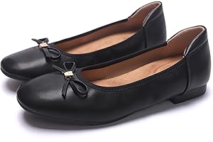 MUMUWU Women's Comfortable Ballet Flats Round Toe Flat Shoes for Women Bow Dressy Flats Shoes with Arch Support Insole