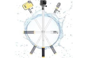 FANTASEAL Action Camera Non-Slip Waterproof Selfie Stick Extendable Handler Pole Floating Hand Grip w/Wrist Strap for Action Camera Diving Surfing Snorkeling Rafting Kayaking (14-24 Inch)