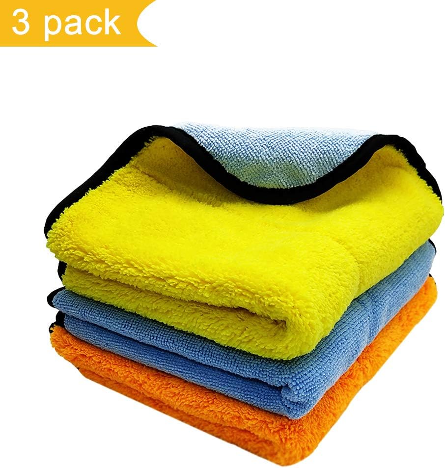 USUKI Microfiber Cleaning Towel, Professional Car Polishing Cloth Lint-free Super Absorbent Detailing Towel for Waxing, Polishing, Washing and Dusting - 44cm X 38cm