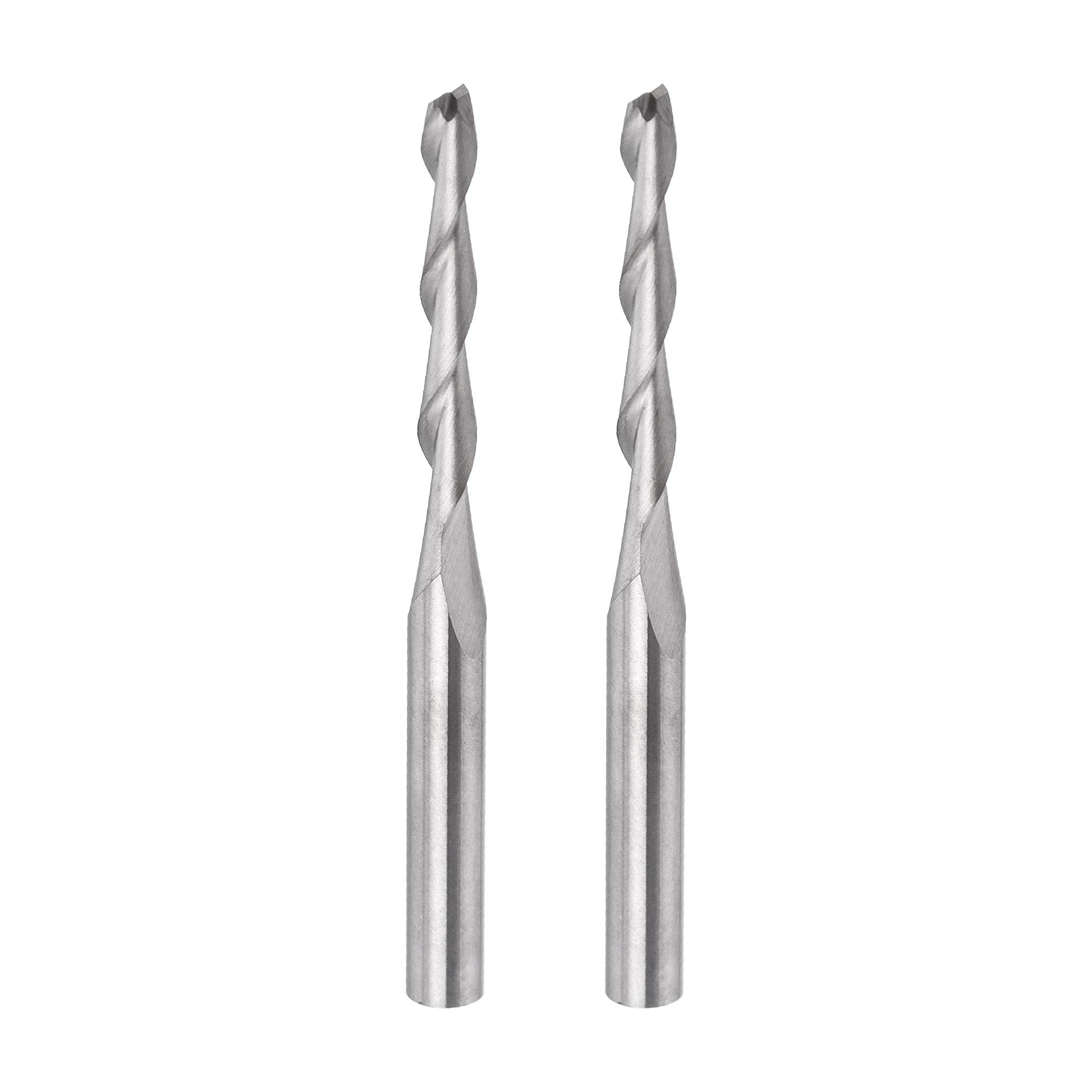 sourcing map CNC Spiral Router Bits 1/8" 3.175mm Shank, 2mm x 17mm Upcut Solid Carbide End Mill 2 Flute Milling Cutter, for Acrylic PVC MDF Wood Hardwood, 2pcs