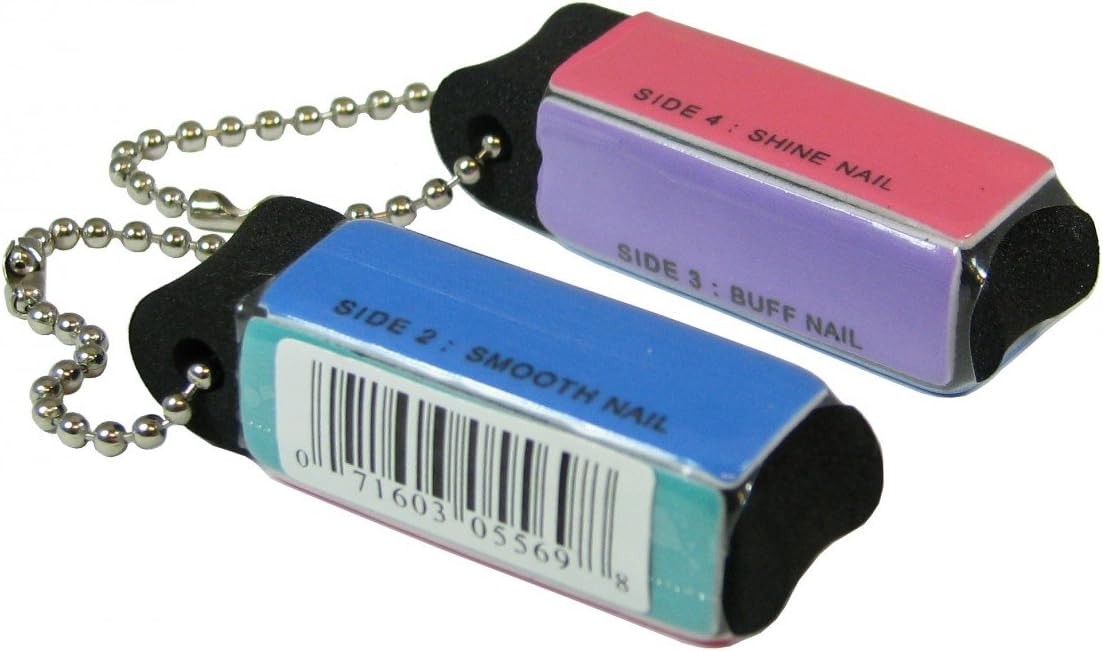2 Mini 4-Way Black Buffer Block Keychain, Individually sleeved Box of 30 by Nail File Guru