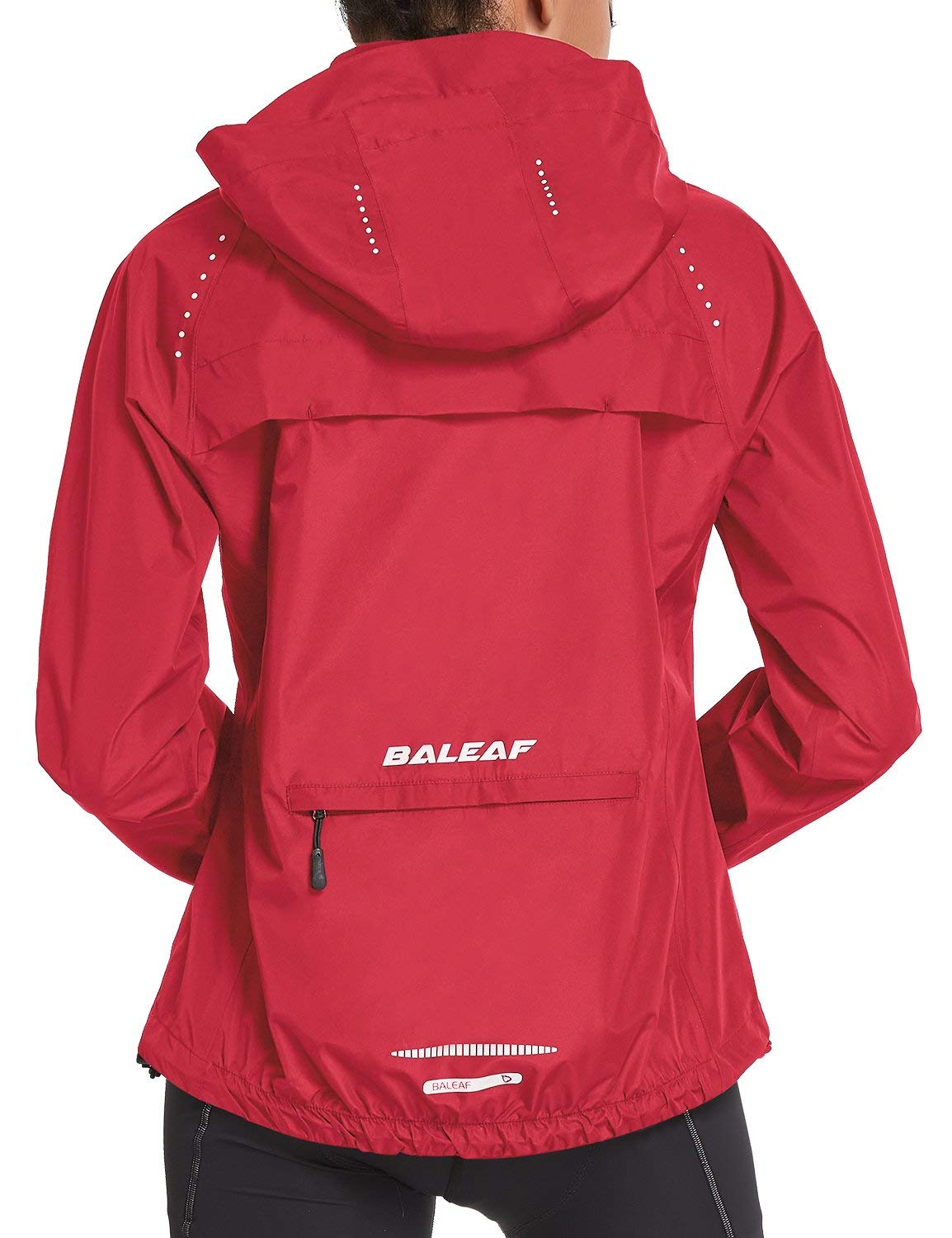 baleafWomen's Rain Jackets Waterproof Windbreaker Packable Running Lightweight Cycling Jacket Reflective Hooded