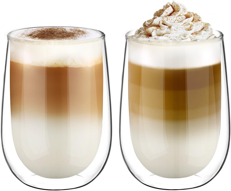 Glastal Doppelwandige Latte Macchiato Glaser Set 2-teiliges 350ml (Volle Kapazität) Thermoglas Kaffeeglas Trinkgläser