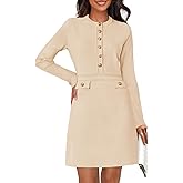 NENONA Women's 2026 Long Sleeve Fall Winter Sweater Dress Spring Fashion Button Elegant Business Casual Work Mini Dresses