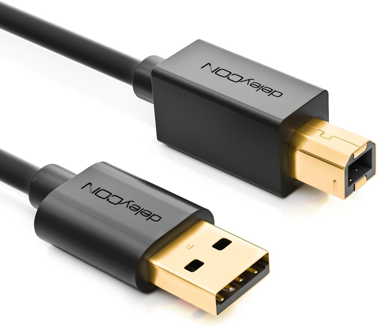 deleyCON 5 m USB 2.0 Data Cable Printer Cable Scanner Cable USB A Male to USB B Male for Printer Scanner Printer Black - Image 3