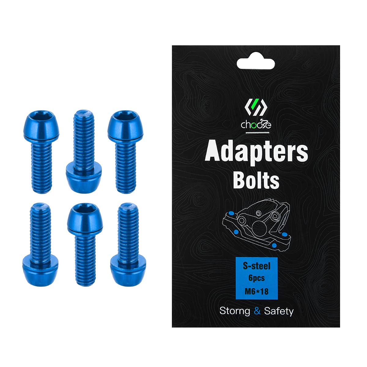 Chooee Bicycle Disc Brake Caliper Bolts, M6 X 18mm Caliper Bolt Screws for Mountain Bike/MTB Blue