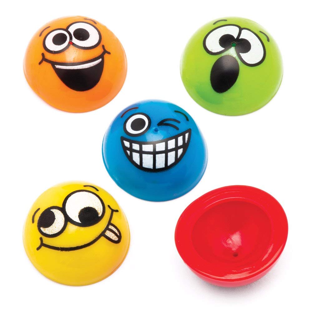 Baker Ross AW664 Funky Faces Jumping Poppers, Party Bag Fillers for Kids, 32mm, Assorted, Pack of 12, Pieces