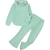 YOURUIKEY Girls' Clothing Set Butterfly Print Crop Top Hoodies Sweatpants 2 Piece Outfits Kids Sweatsuit Tracksuit Jogger Set