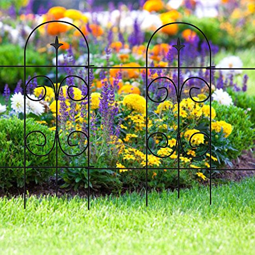Amagabeli Decorative Garden Fence 32in x 12ft Fencing Rustproof Black