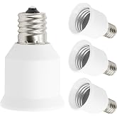 Qjaiune 4 Pack E17 to E26 Adapter, Intermediate to Standard Socket, 200W | Flame-Retardant PBT Material, 165&deg;C Heat Resistant, 0-250V Range, Tool-Free Install, For Home Office Commercial Use