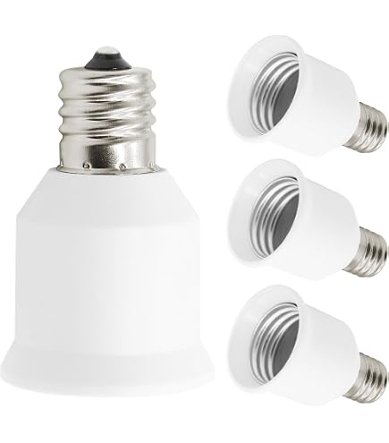 E17 To E12 Socket Adapter Converter – Intermediate E17 Base To Candelabra E12 Base, Black Lamp Holder, 2-Pack For Lighting Fixtures