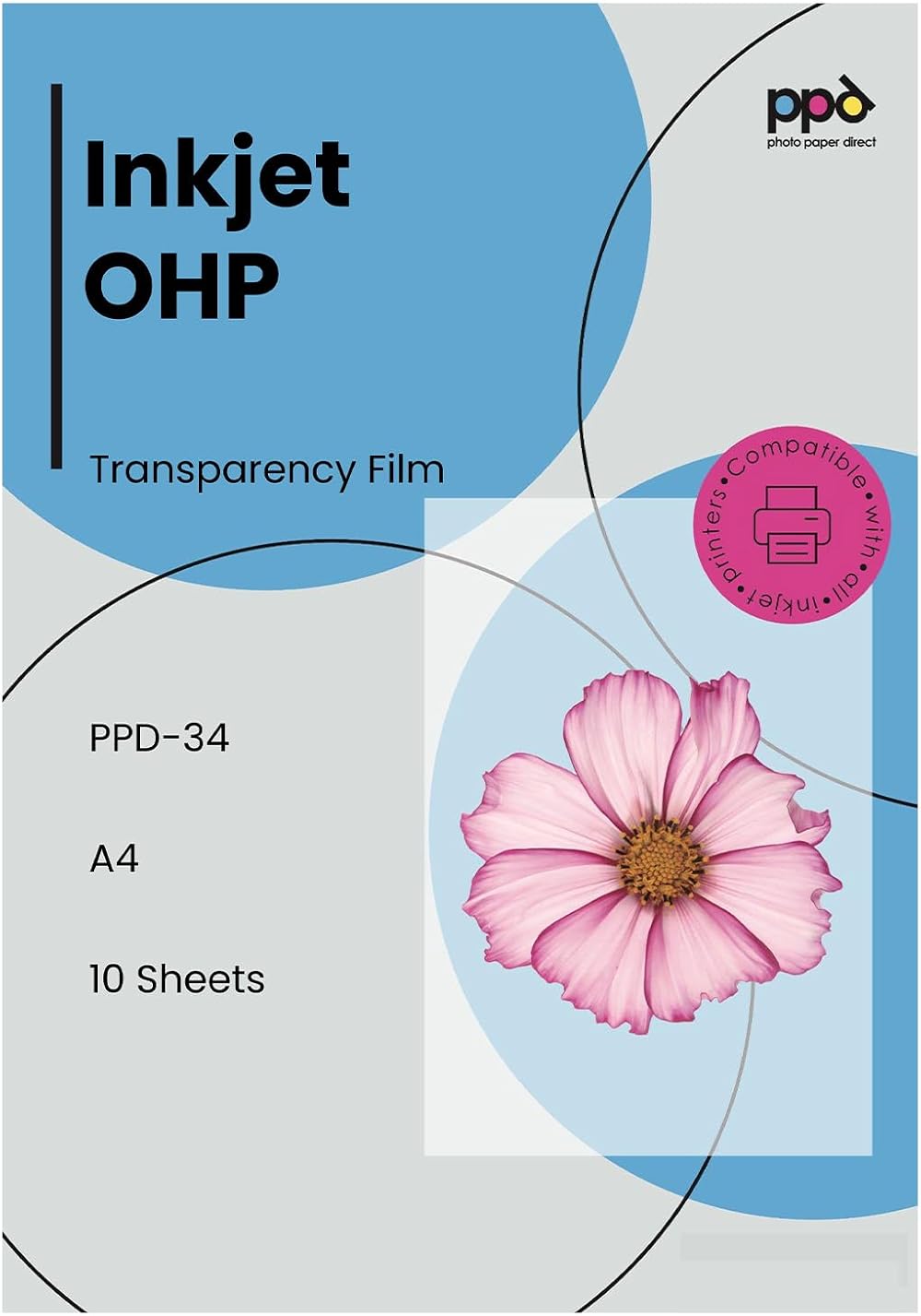 PPD 10 Sheets A4 Inkjet Premium OHP Acetate Transparency Film PPD-34-10