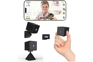 Spy Camera, 4K Full HD Mini Camera with 64GB TF Card, WiFi/No WiFi Use, 2000mAh Large Battery, AI Motion Detection, Clear Nig