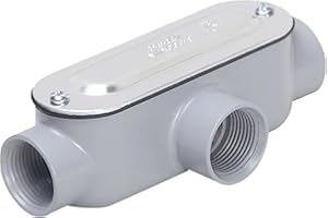 HUBBELL TayMac RLT050 Threaded T Type Conduit Body, Die Cast Aluminum, Stamped Steel Cover, 1/2-Inch