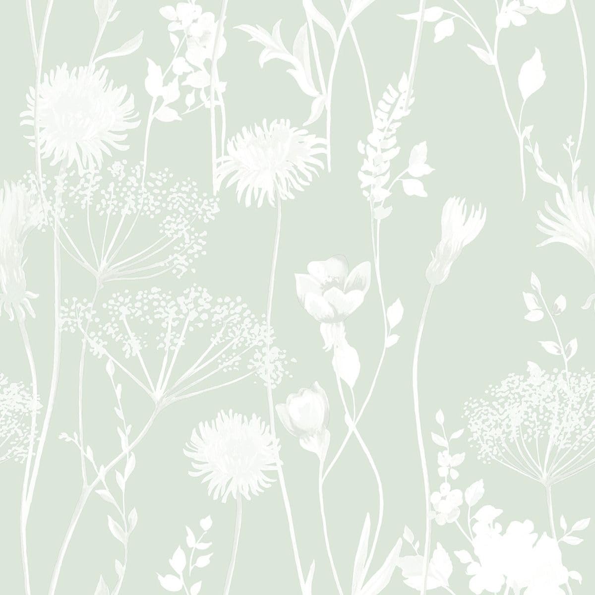 Catherine Lansfield Meadowsweet Floral Wallpaper Green