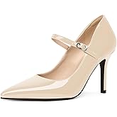 YODEKS Womens Mary Jane High Heel Pumps 8cm Stilettos Pointed Toe Court Shoes Office Party Wedding Dress Shoes