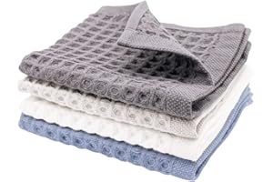 sea me at home Waffle Washcloth Set, 100% Cotton (4 Pcs Washcloth 13x13 inches, Neutral)