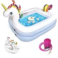 Kidzlane Unicorn Pool with Toys for Kids | Small Inflatable Kiddie Pool Includes Toys, Pump, Carrying Bag | Toddler Blow Up Swimming Pool for Backyard & Outdoor (43” x 32” x 28")