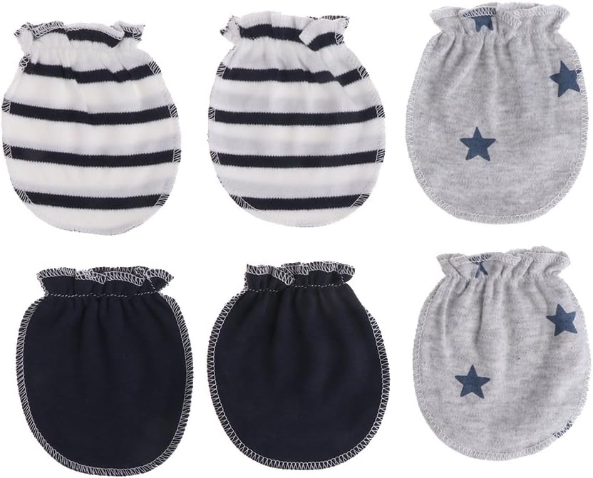 Yunerd 3Pairs Fashion Baby Anti Scratching Gloves Newborn Protection Face Cotton Scratch Mittens