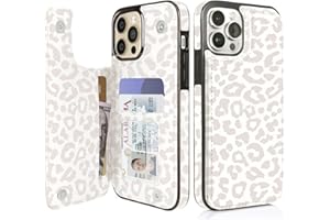 uCOLOR Flip Leather Wallet Case Card Holder for iPhone 12 Pro/12 Women and Girls with Card Holder Kickstand Marble Design Compatible with iPhone 12/iPhone 12 Pro 5G 6.1 inch (Beige Leopard)