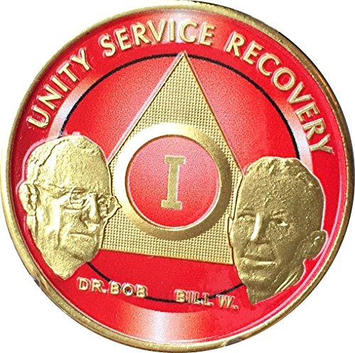 Red & Gold 1 Year Custom Founders AA Medallion Chip