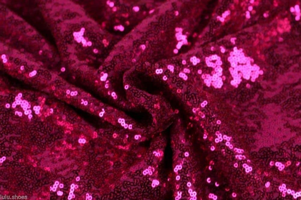 3mm Sequins Fabric 2 Way Stretch Fish Scales Multicoloured Material for Carnival Crafts - 130cm Wide (1 METRE, Raspberry Pink)