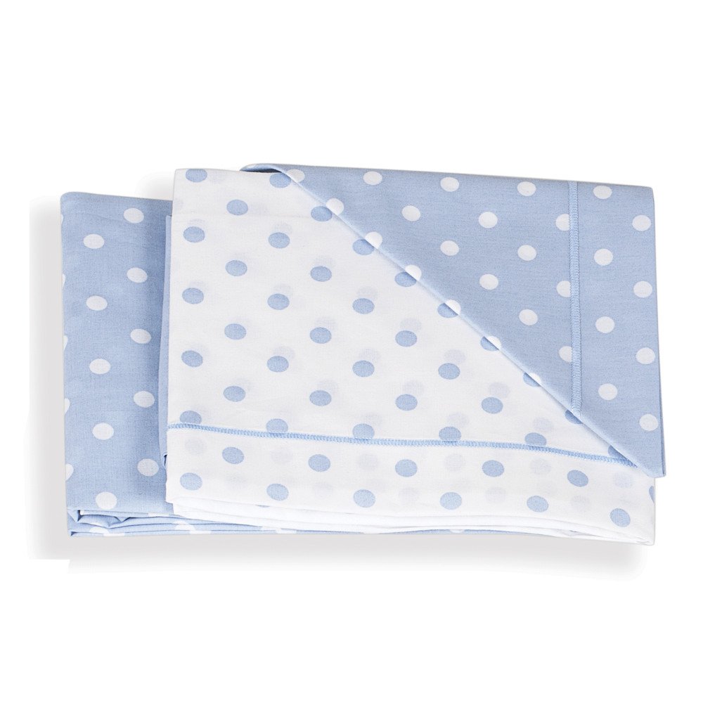 Italbaby 3 Piece Dotted Pram Sheet Set, Light Blue, Multi-Color, One Size