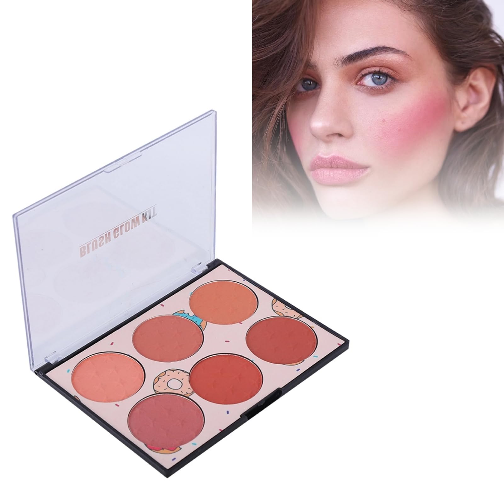 6 Colors Blusher Palette, Face Makeup Blusher Longlasting Waterproof Sweatproof Cosmetic Use in Many Occasions Multifunctional Blush No irritation (01)