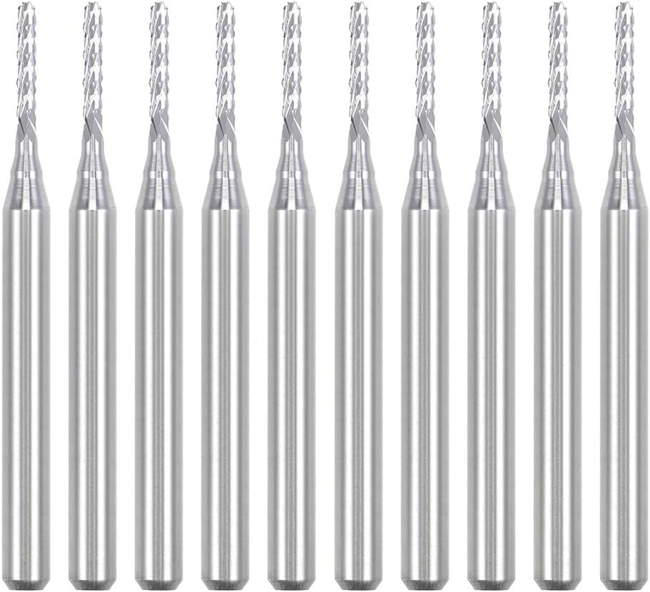sourcing map 10Pcs 1.3mm Carbide End Mill Engraving Milling Cutter CNC Router Bits for PCB Machine 1/8" Shank