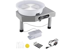 YaeKoo 25CM Electric Pottery Wheel Machine Table Top Ceramic Forming Machine LCD Display Touch Screen with Foot Pedal Removable Detachable ABS Basin DIY Clay Art Craft Shaping Tools (Gray)